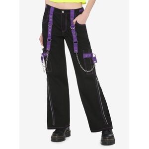 TRIPP NYC Daang Goodman Y2K  Black Cargo Goth Punk  Purple Trim & Chains SZ S